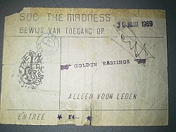 The Golden Earrings show ticket March 30, 1969 Kudelstaart - Societeit The Madness